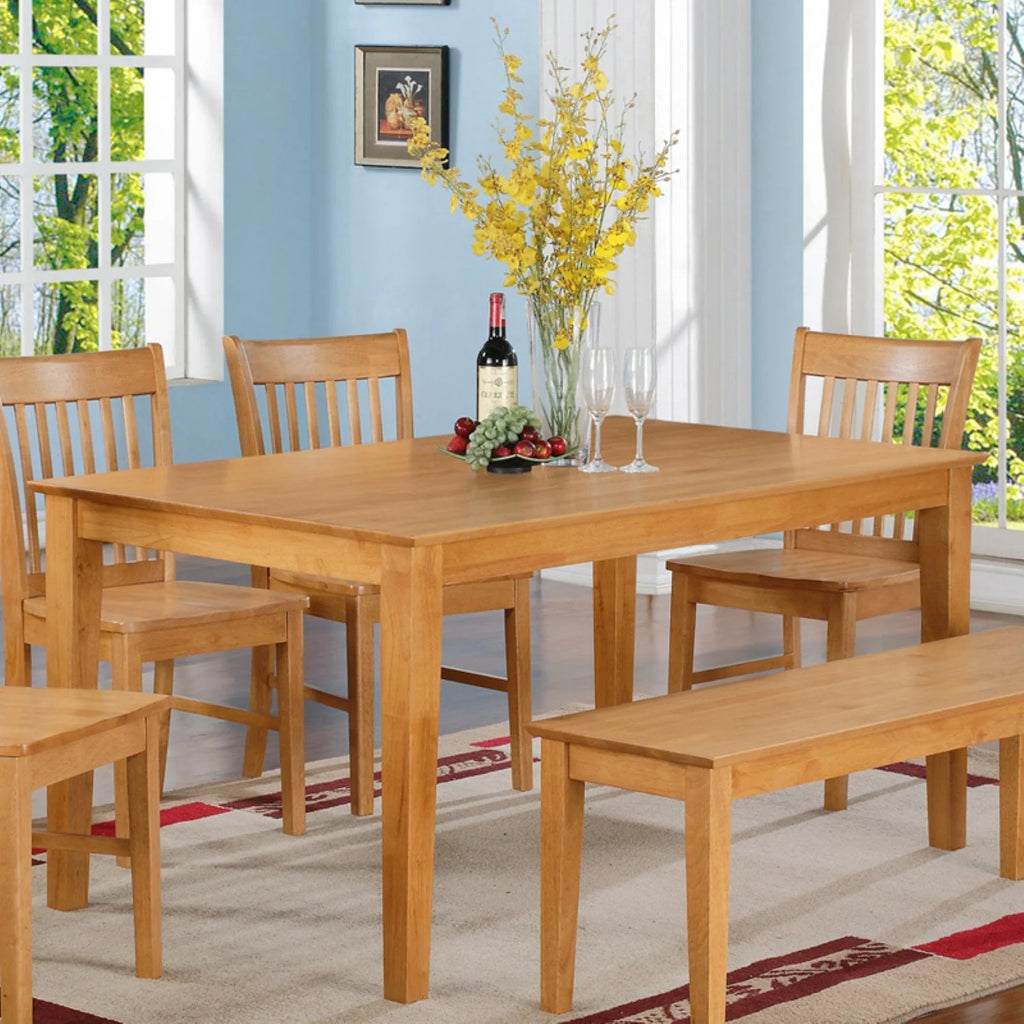 East West Furniture Capri Solid Wood Top Rectangular Dining Table