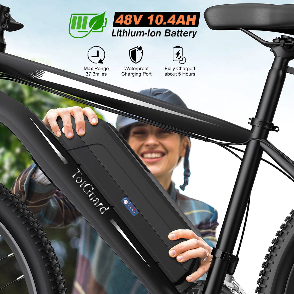TotGuard Electric Bike for Adults 27.5" E-Bike with 500W Motor, Electric Mountain Bike with 48V 10Ah Battery, Lockable Suspension Fork, Shimano 21 Speed Gears UL2849