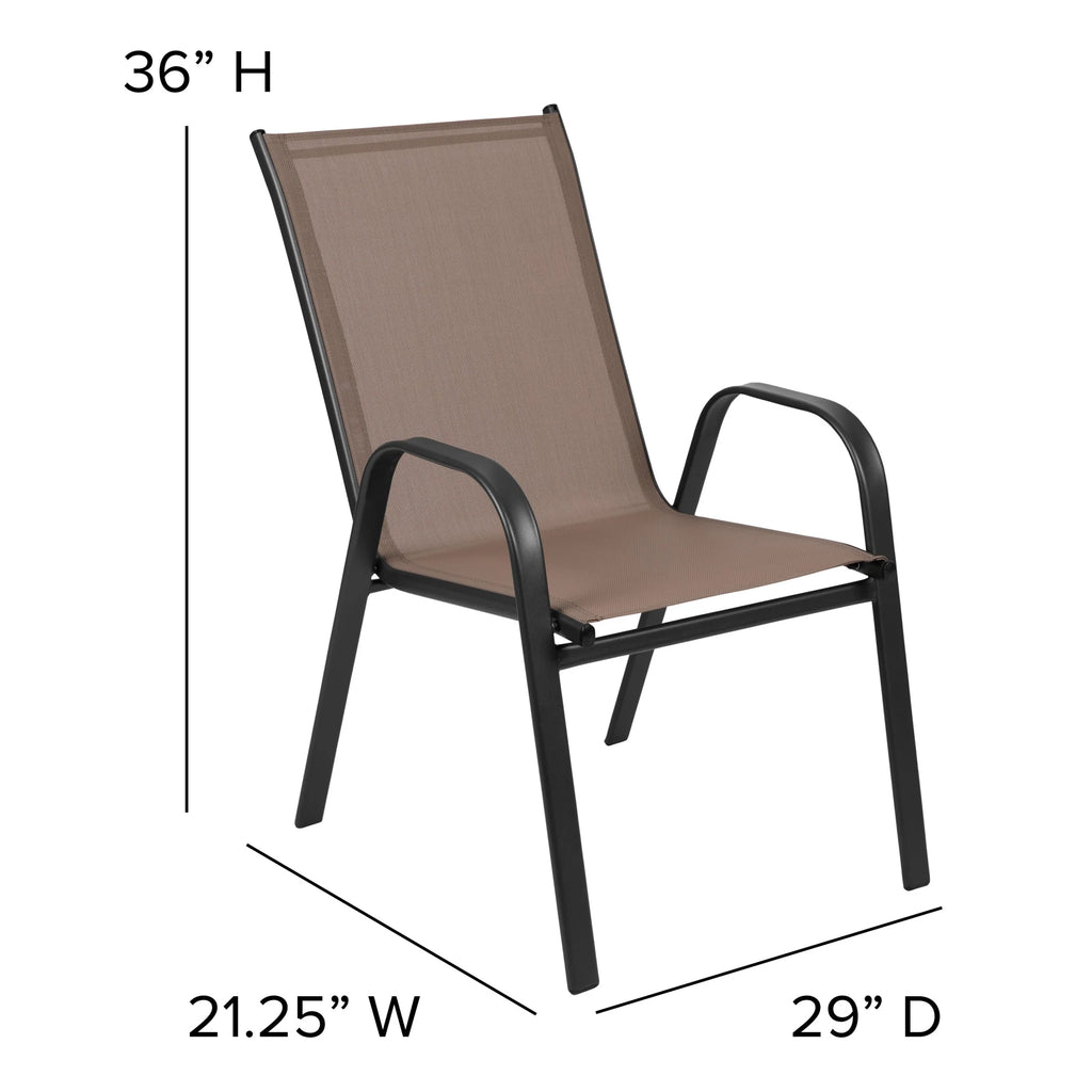 Flash Furniture Flash Furniture Brazos Series Outdoor Stackable Patio Chairs for Adults, Set of 4, Black