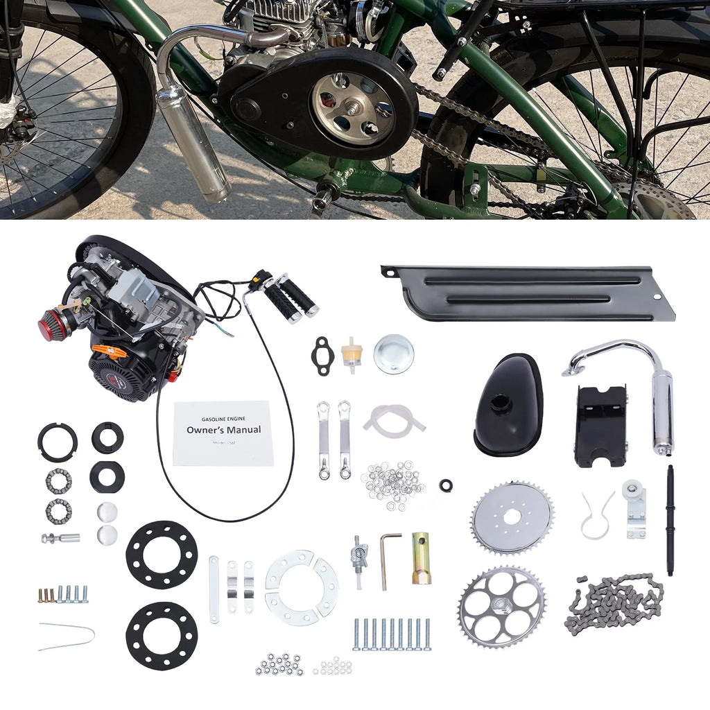 Aiqidi Full Set 100CC 4-Stroke Bicycle Engine Kit Gas Motorized Motor Bike Modified Engine Conversion Kit Chain Drive 3HP 3600Rpm