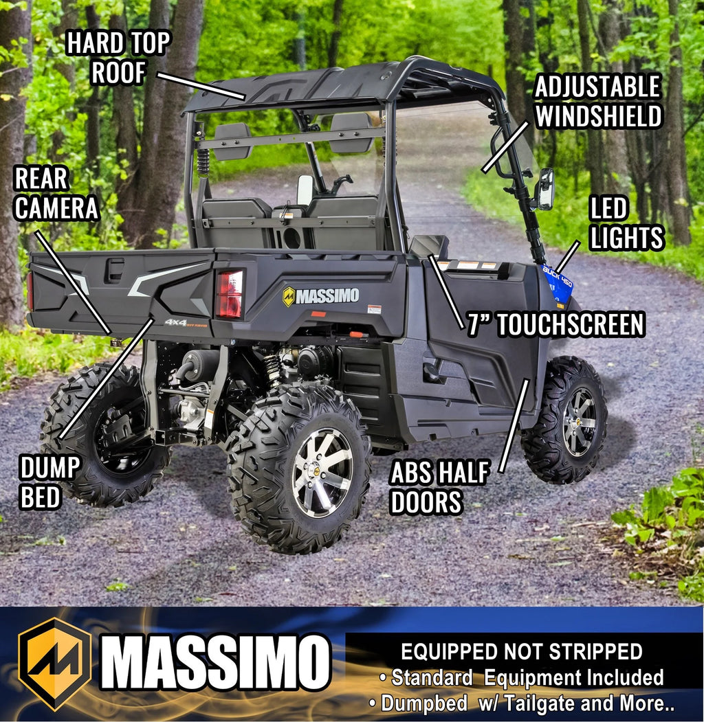Massimo Buck 450 Side by Side UTV, EFI, 4 Stroke, 325cc, 25.5 HP, 4X4, 3000lb Winch - Red