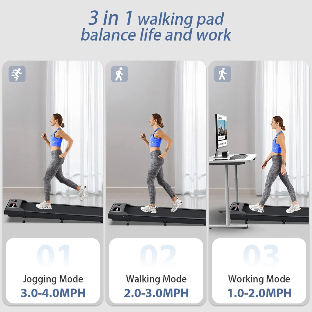 Walking Pad Treadmill,YZRUN Under Desk Treadmill 2.5 HP Portable Treadmills for Home, 265 lbs Capacity (Black Red)