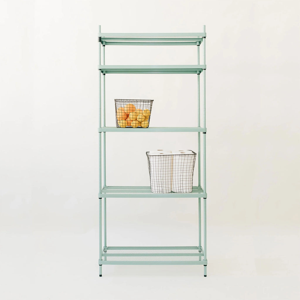 Design Ideas MeshWorks 5 Tier Steel Storage Shelving Unit Bookshelf, Green
