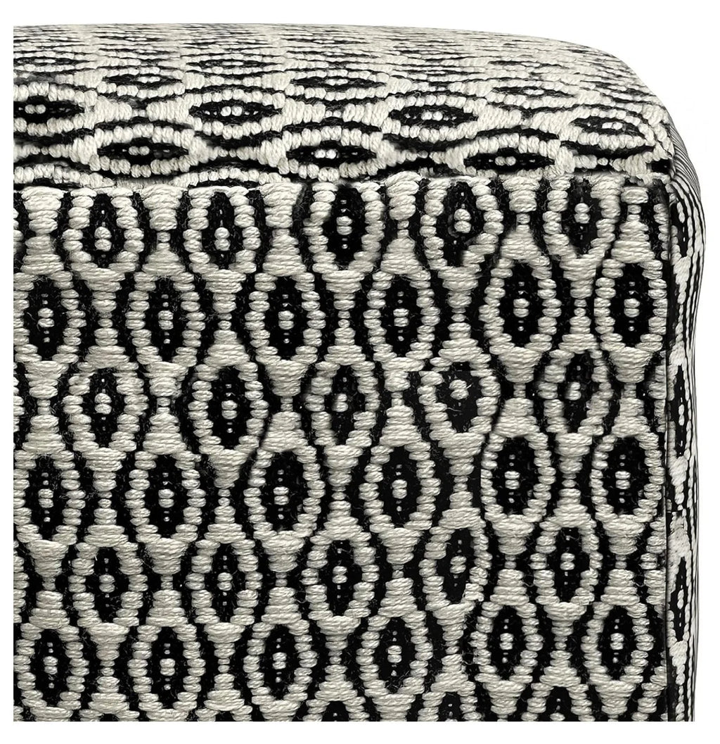 Exlonjet Margo 20 Inch Boho Round Pouf in Multi Color Braided Jute, For the Living Room, Bedroom and