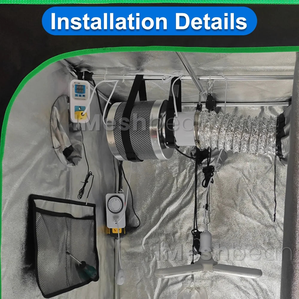 iMeshbean Upgraded 24"x24"x55" Complete Grow Tent Kit w/LED Full Spectrum Grow Light+Ventilation Inline Fan+Carbon Filter+Timer+Thermostat