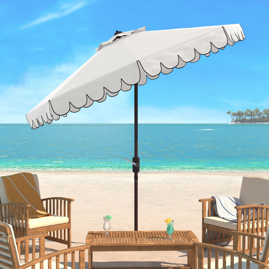 Safavieh Venice 9' Market Crank Tilt Patio Umbrella, Navy/White