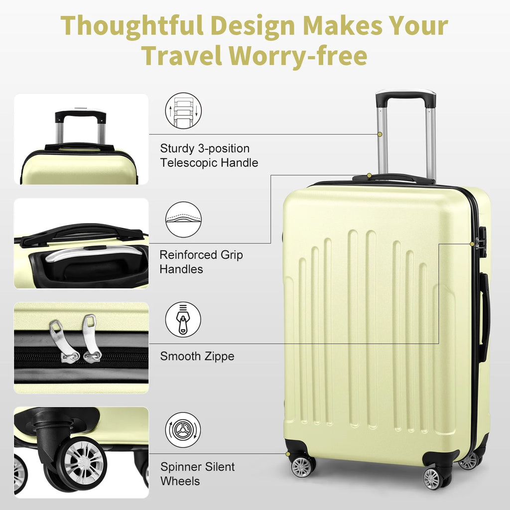 Zimtown 3 Piece Nested Spinner Suitcase Luggage Set With TSA Lock Royal Blue
