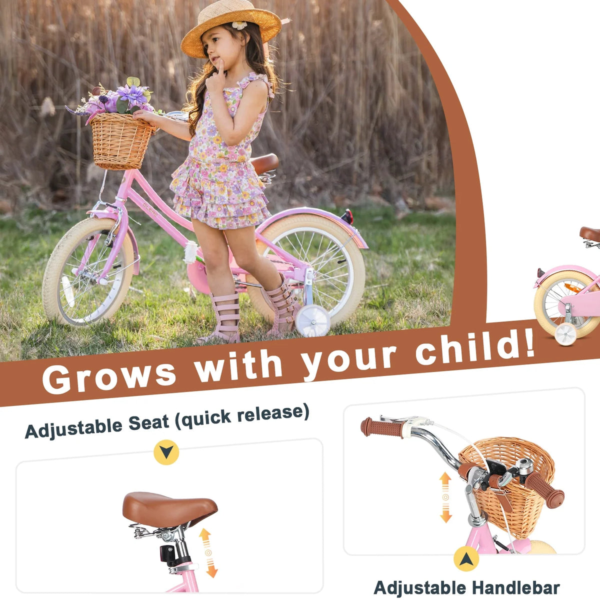 Glerc Little Molly 12 inch Kids Girls Bike for1 2-4 Years Old Child and Toddler,gifts,Pink