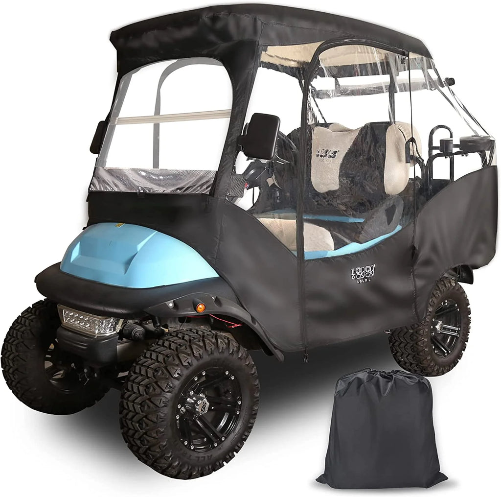 10L0L Golf Cart Enclosure for Club Car Precedent 4 Passenger , 600D Windproof Waterproof Driving Rain Cover, Black
