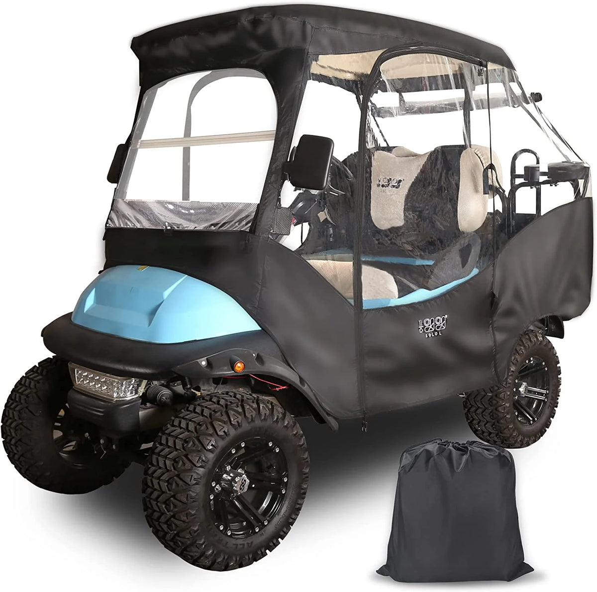 10L0L Golf Cart Enclosure for Club Car Precedent 4 Passenger , 600D Windproof Waterproof Driving Rain Cover, Black