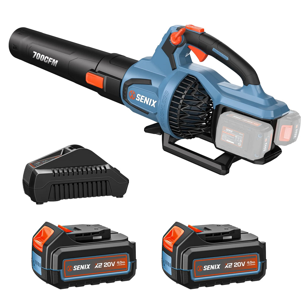 SENIX X6 60V Max* Brushless Cordless Leaf Blower with 4.0 Ah Battery and Charger, Variable Speed Up to 810CFM 170MPH, BLAX6-M1