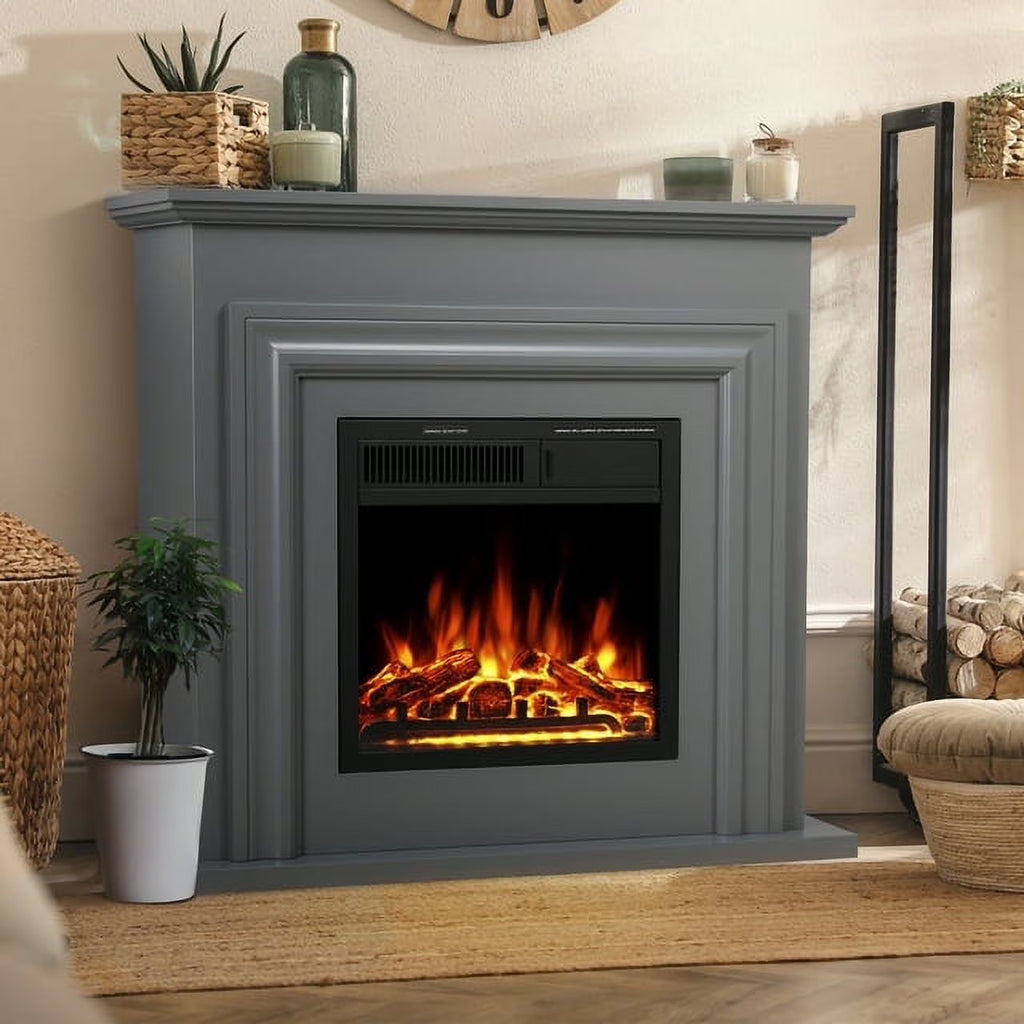 Electactic Electric Fireplace, Free Standing Fireplace, with Remote Control, Adjustable LED Flame, 750W/1500W -��White��
