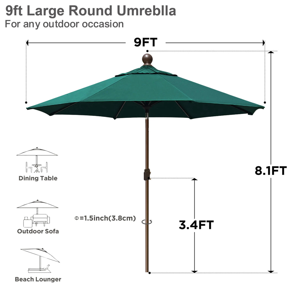 EliteShade 9Ft Market Umbrella Patio Outdoor Table Umbrella��Teal��