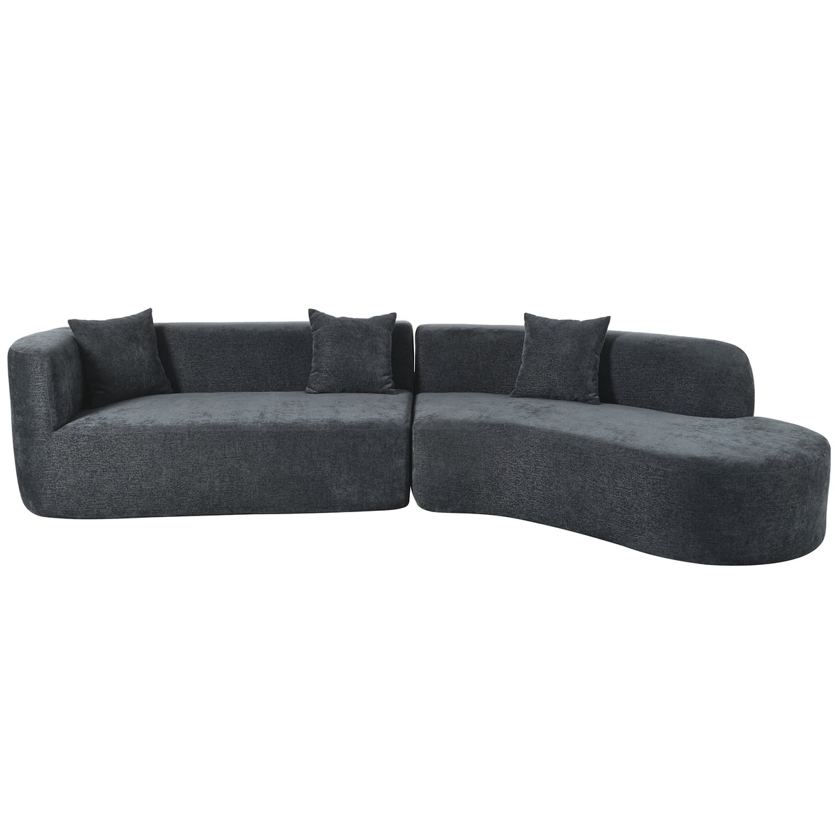 Harper & Bright Designs Modern Curved Floor Sofa Set, Modular Sectional Sponge Couch for Living Room, 2 PC Free Combination No Assembly Foam-Filled Sofa, Beige