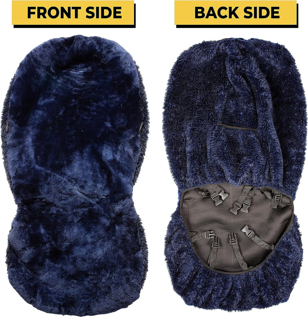 Zone Tech Genuine Sheepskin Ivory Car Seat Cover, Fluffy Luxury Wool Front Seat Covers, Universal Fits Car, Truck, SUV, & Van