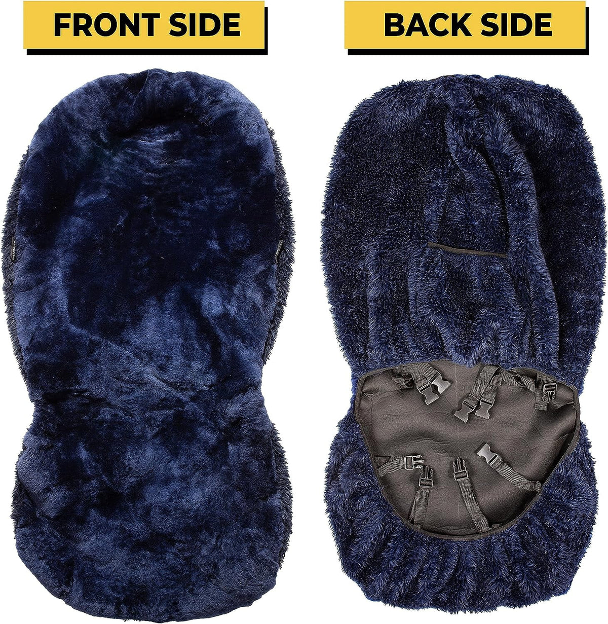 Zone Tech Genuine Sheepskin Ivory Car Seat Cover, Fluffy Luxury Wool Front Seat Covers, Universal Fits Car, Truck, SUV, & Van