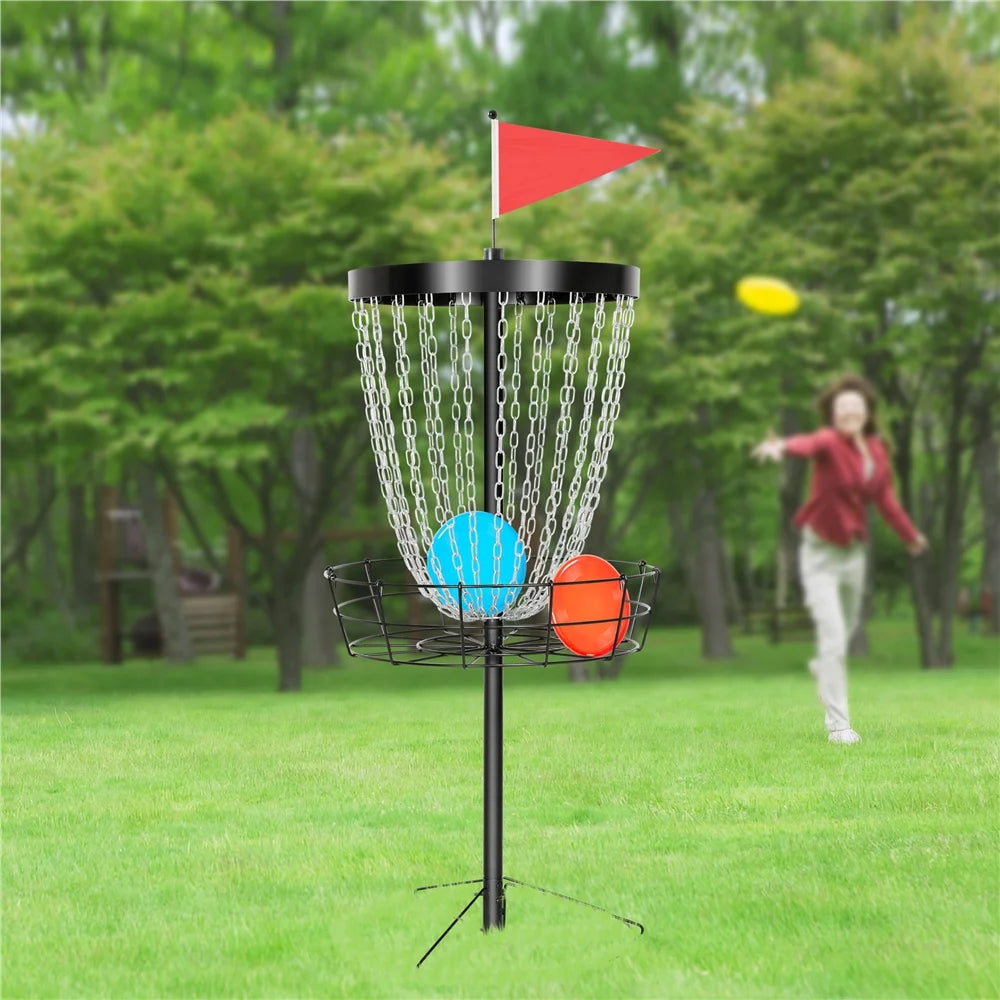 Yaheetech 24-Chain Disc Golf Basket with 3 discs and Carrying Bag, Black