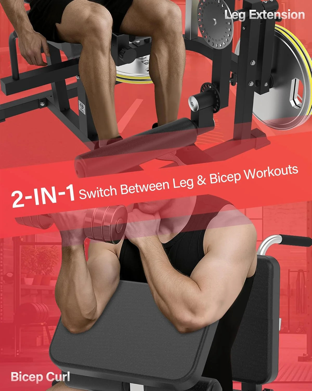 HVO Leg Extension and Curl Machine - Leg Extension Machines for Home Gym Leg Hamstring Workout Lying Seated Adjustable