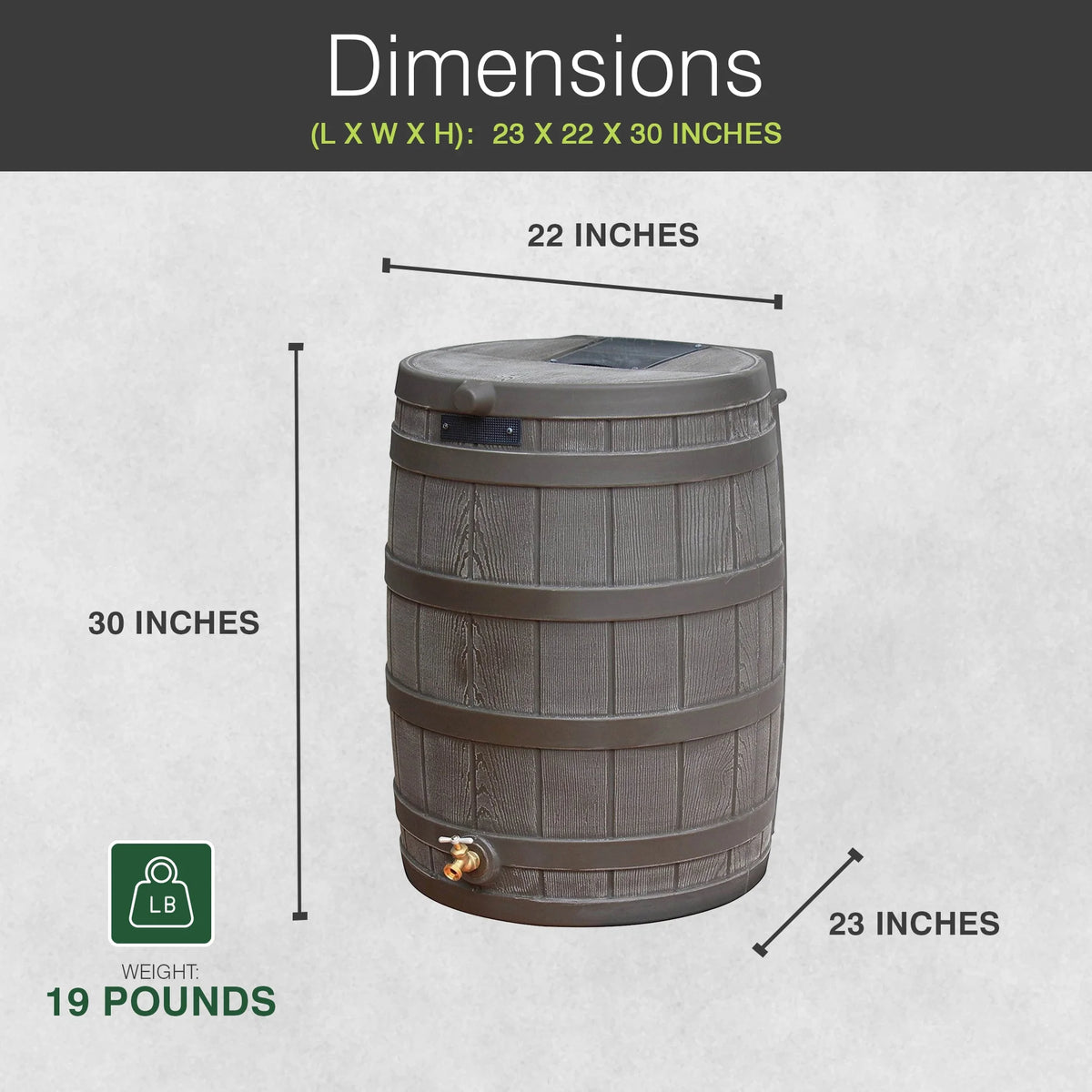 Good Ideas Rain Wizard Rain Storage Collection Rain Barrel 50-Gallon