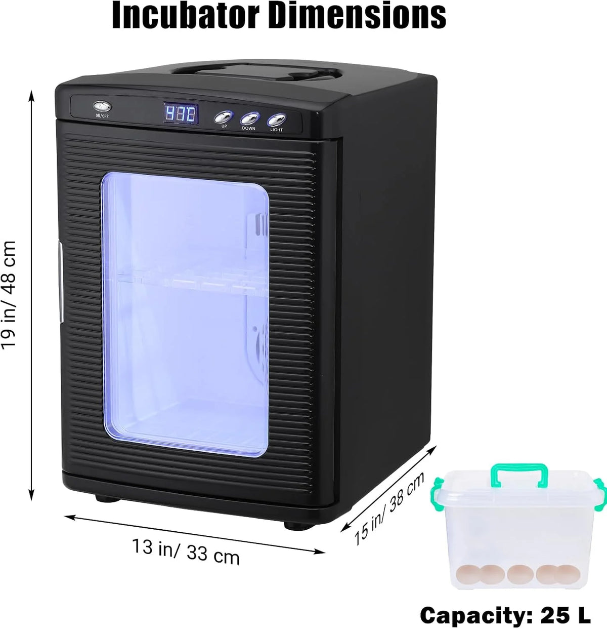 25 L Laboratory Incubator, Portable Reptile Science Laboratory Incubator, Digital Temperature Controlled 10��C-60��C (72��F to 140��F), Reptile Egg Incubator with AC&DC Power for Small Reptiles White