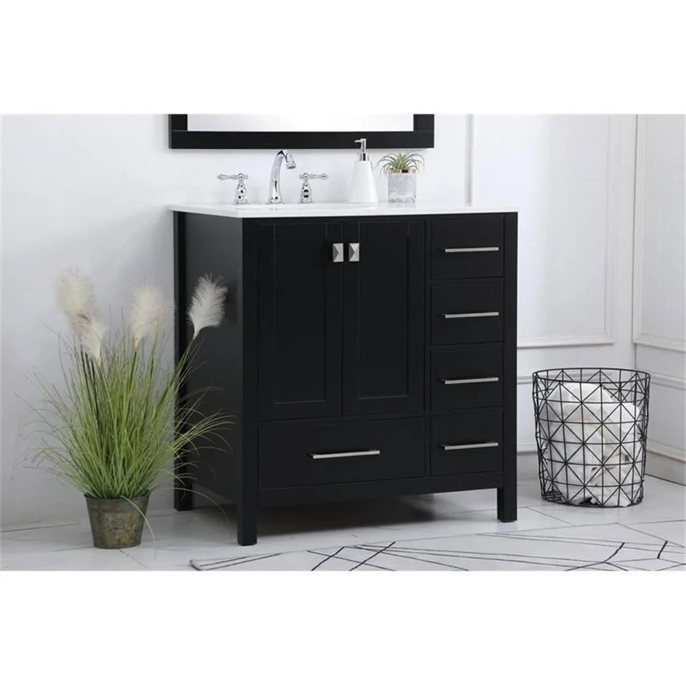Elegant Decor Irene 32" Solid Wood and Stone Single Bathroom Vanity in White