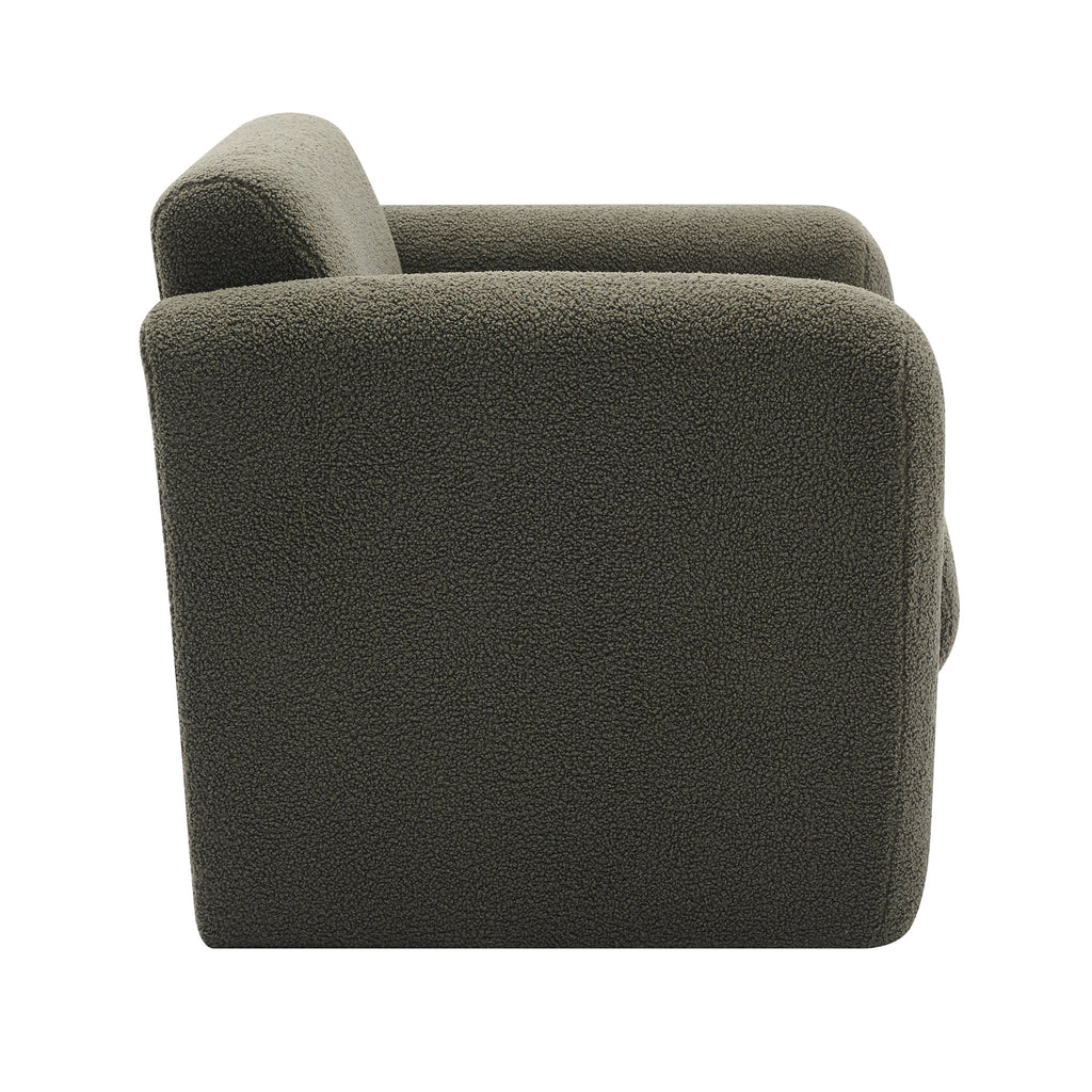Euroco Modern Accent Chair Lambskin Sherpa Fabric Upholstered Comfy Reading Arm Chair Soft Padded Armchair with Back and Pillow,Burnt Orange