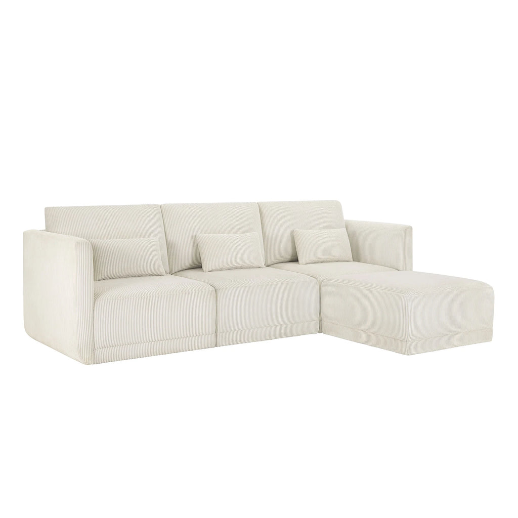 Beautiful Drew Modular Sectional Sofa with Ottoman by Drew Barrymore, Gray Fabric