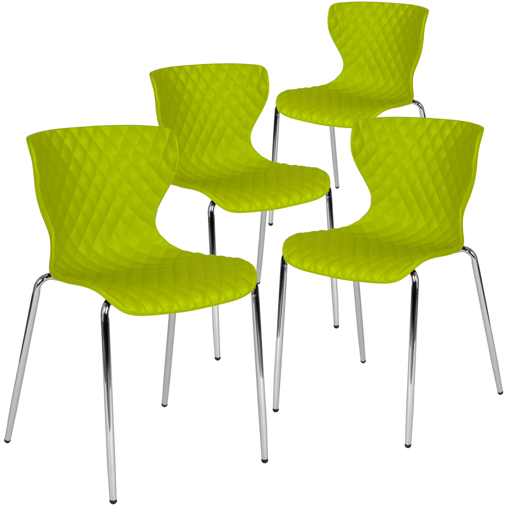 Flash Furniture 4 Pack Lowell Contemporary Design Orange Plastic Stack Chair