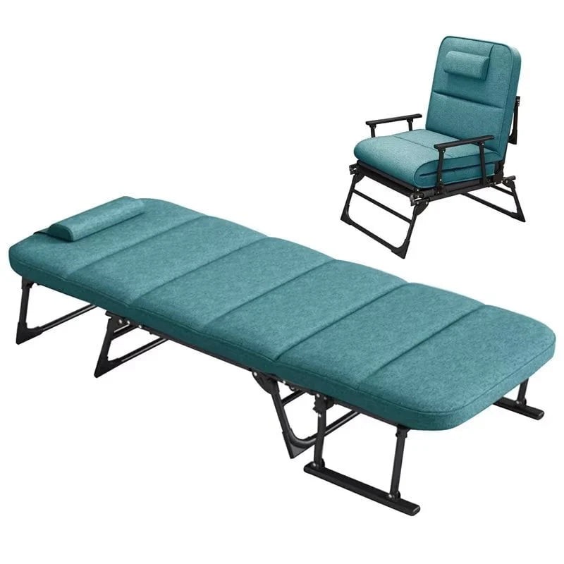 Docred 5-Fold Camping cot for Adults & Kids, Adjustable 4 Fold Reclining Folding Lounge Chairs , 2-Sided Mattress with Pillow, Portable Intdoor Folding Sleeping Cots Bed