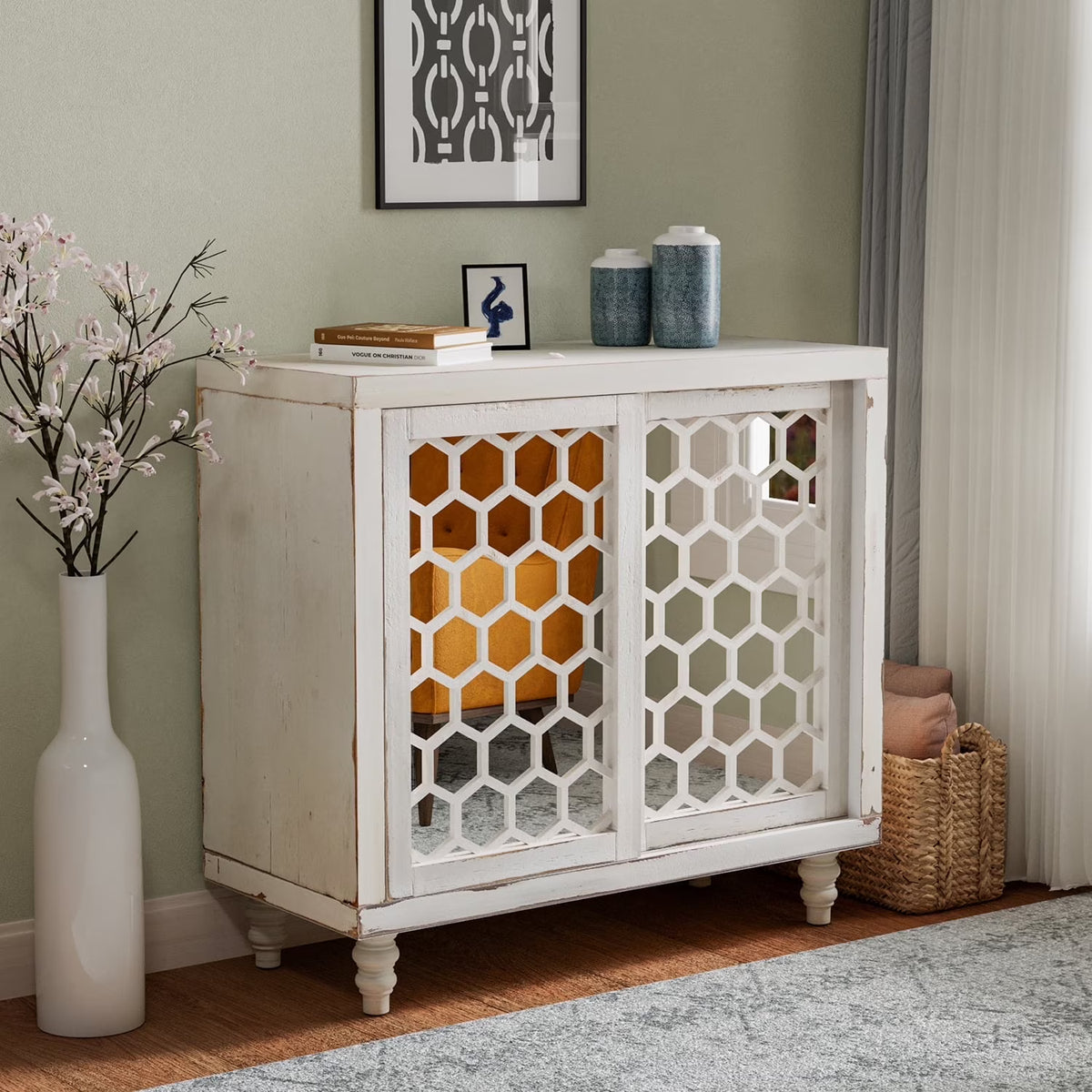 COSIEST Vintage Sideboard Cabinet, Farmhouse Buffet with Adjustable Shelf for Kitchen, Dining Room, Living Room