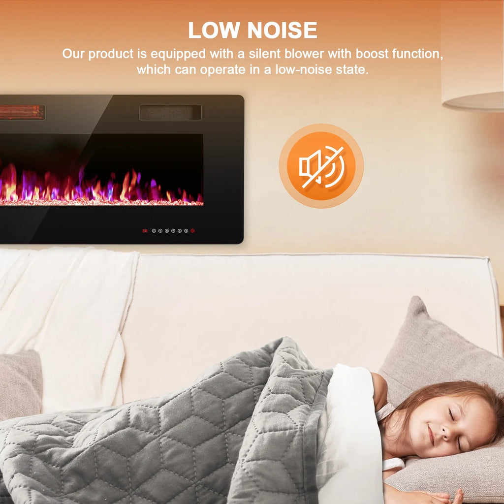KISSAIR 60�� Indoor Electric Fireplace Ultra Thin Fireplace, Wall Mounted Recessed Fireplace with Multiple Colors