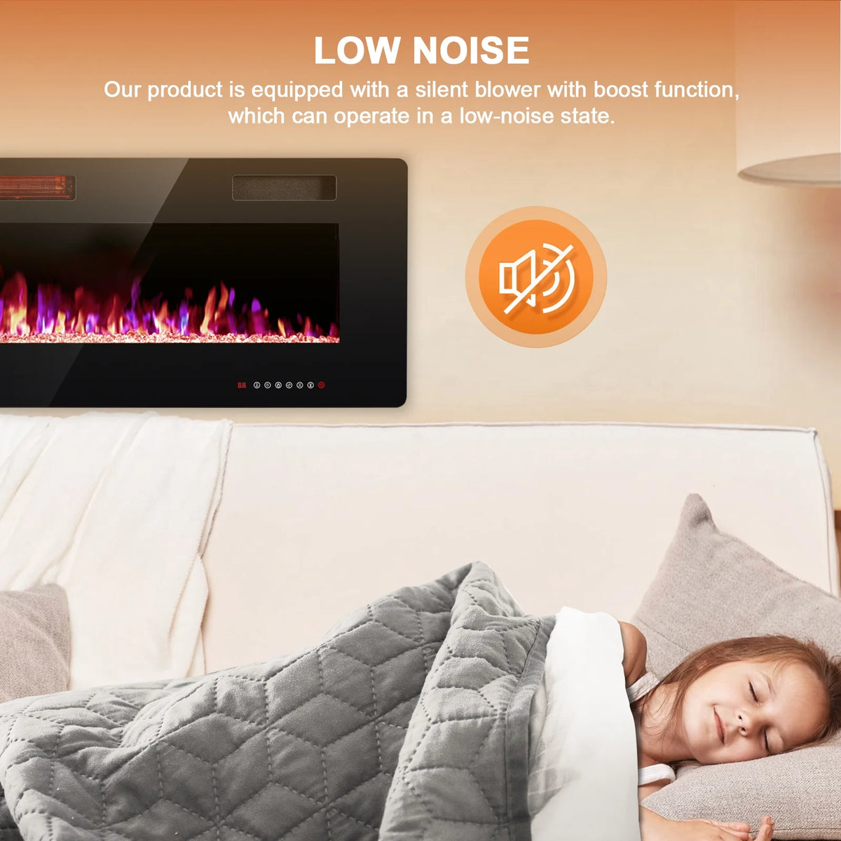 KISSAIR 60�� Indoor Electric Fireplace Ultra Thin Fireplace, Wall Mounted Recessed Fireplace with Multiple Colors