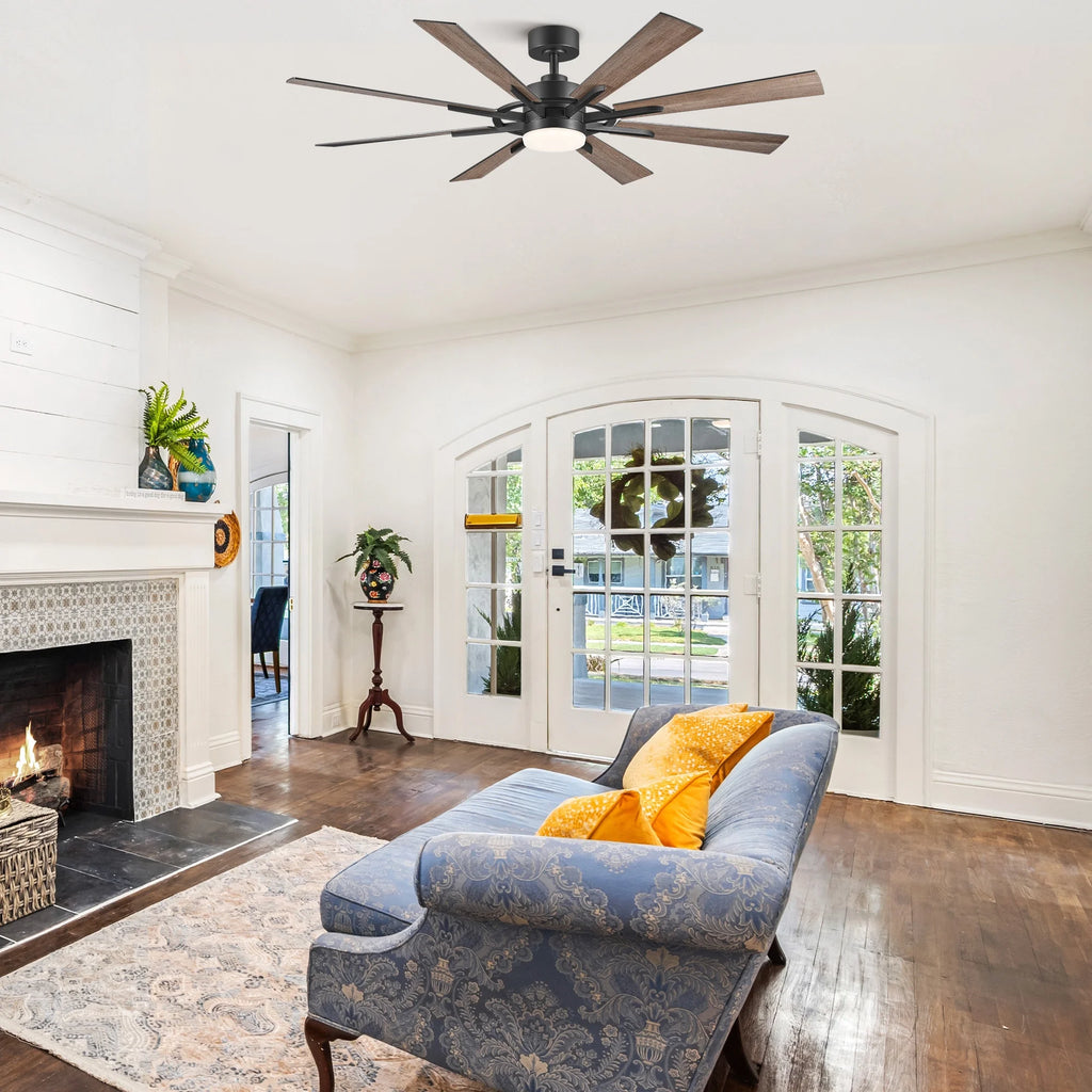 Bestco 60" Ceiling Fan with Light Kit and Remote Control for Farmhouse Living Room