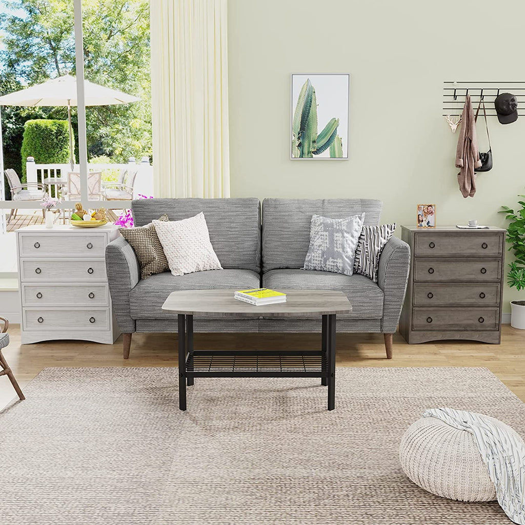 LGHM 4 Drawer Dresser, Modern Wood Chest Dresser for Bedroom Livingroom Gray