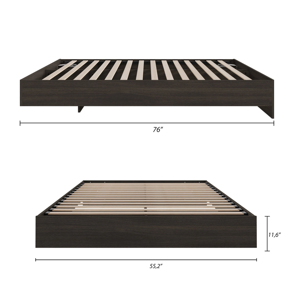 Nexera Full Size Platform Wood Bed Frame, Walnut