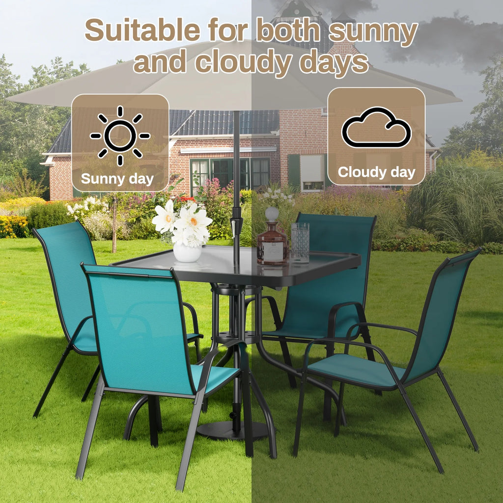 Pirecart 5-Piece Outdoor Patio Dining Table Set with 4 Stackable Textilene Chairs for for Patio, Lawn, Garden, Gray