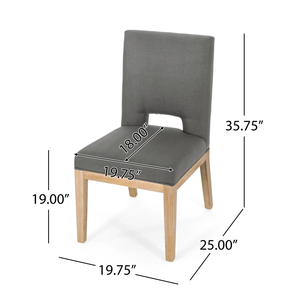 GDF Studio Parkey Contemporary Fabric Upholstered Dining Chairs, Set of 2, Deep Gray and Weathered Natural