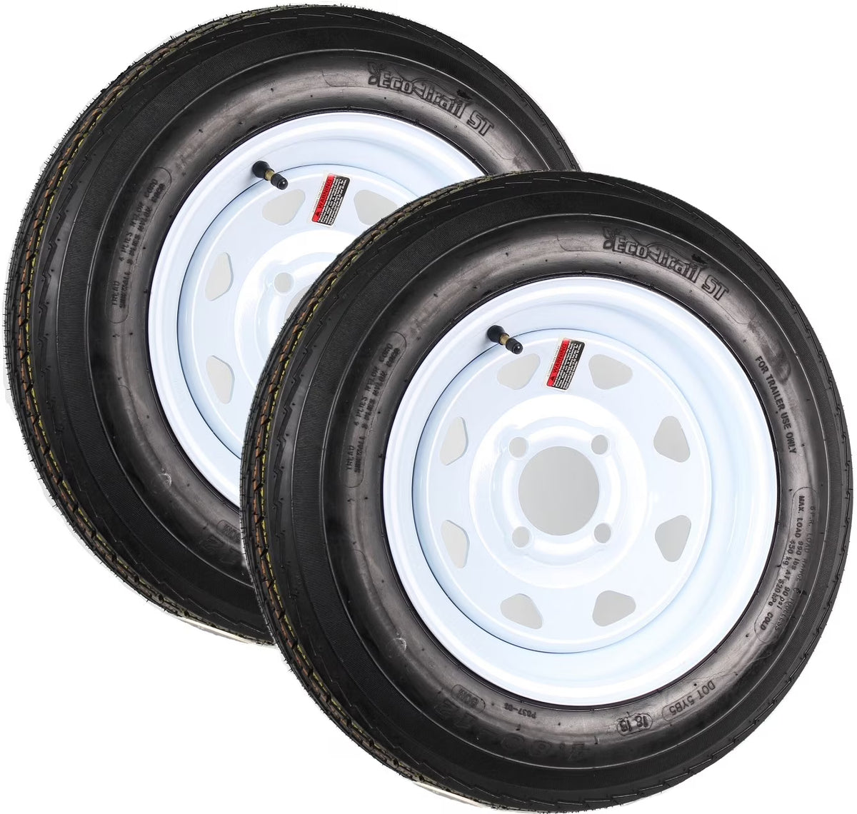 eCustomrim 2-Pack Trailer Tires On Rims 4.80-12 480-12 4.80 x 12 Load B 4 Lug White Wheel