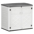 Lofka Outdoor Storage Shed, 49.7 Cu.ft  Large Capacity Storage Shed and Cabinet with Floor for Storing Bike, Garbage Cans and Garden Tools, White
