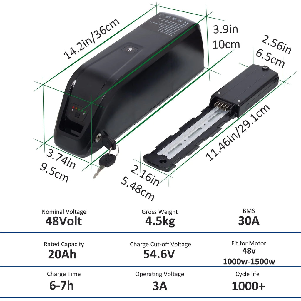 48V 20AH Ebike Battery 48V Lithium Battery 48V Battery with Charger for 750W-1500W Adult Electric Bike Tricycle