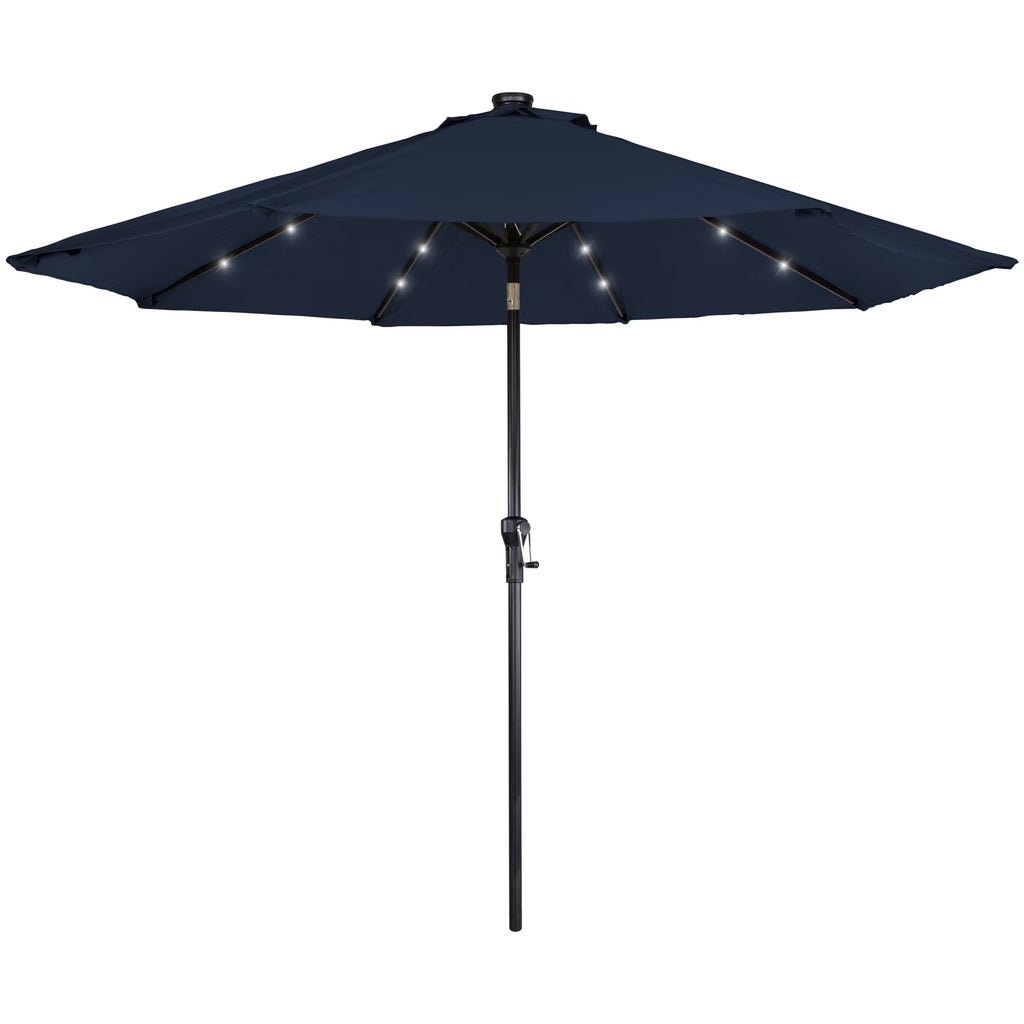 Northlight 9ft Solar Lighted Outdoor Patio Market Umbrella with Hand Crank and Tilt, Pink