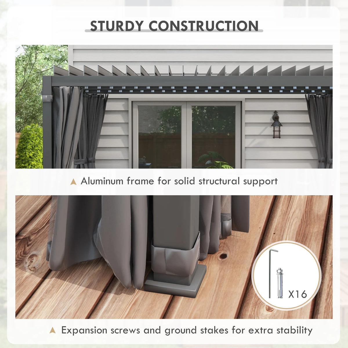 Outsunny 10'x13' Aluminum Pergola with Adjustable Louvered Roof, Gray