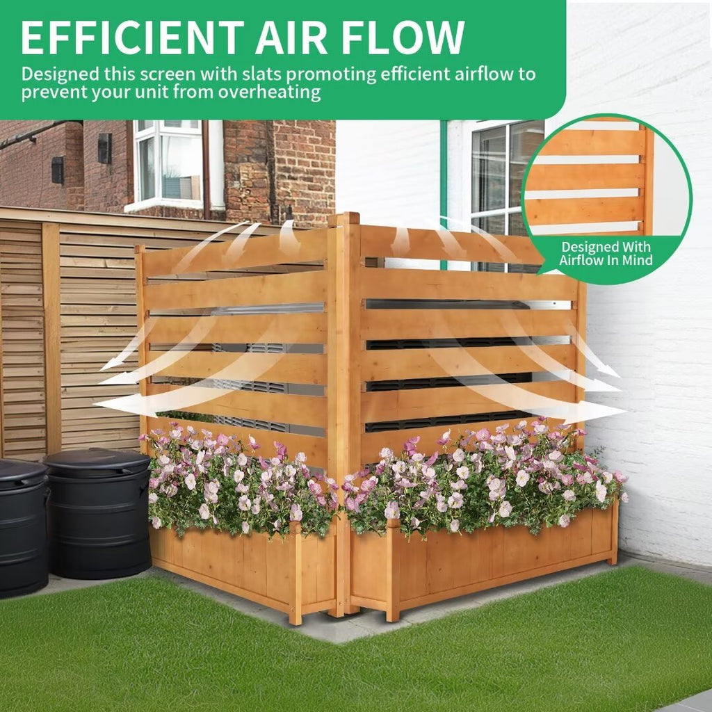 "NAIZEA Air Conditioner Fence, Pool Equipment Enclosure, Trash Can Enclosure, Metal Stake Wood Fence Panel 38"" W x 60"" H"