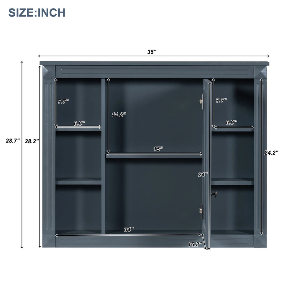 Modern Bathroom Cabinet Set with Top Sink,  Bathroom Vanity with Wall Mounted Bathroom Storage Cabinet, 2 Soft Closing Doors, 2 Drawers, Water-Resistant Paint, Grey