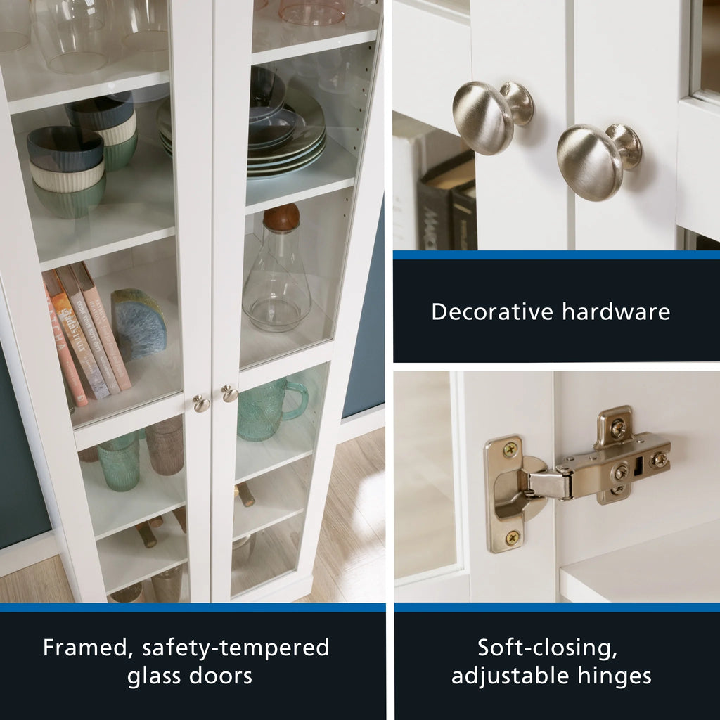 Mainstays Glass Door Storage Bookcase, Black Finish