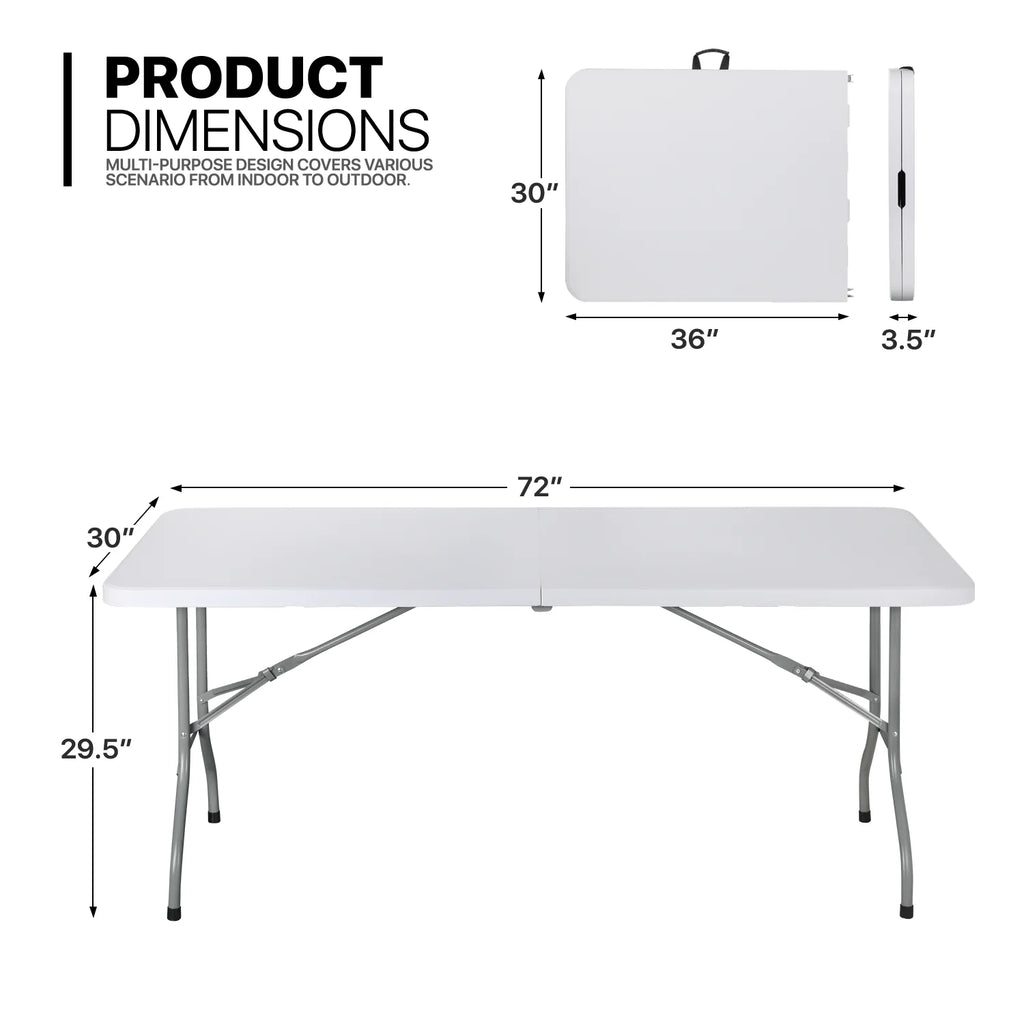 Magshion 11 Pieces 6 Ft Plastic Foldable Card Table and Chair Set�?Portable Folding Table with Handle Picnic Desk and Folding Chairs with Backrest, Black
