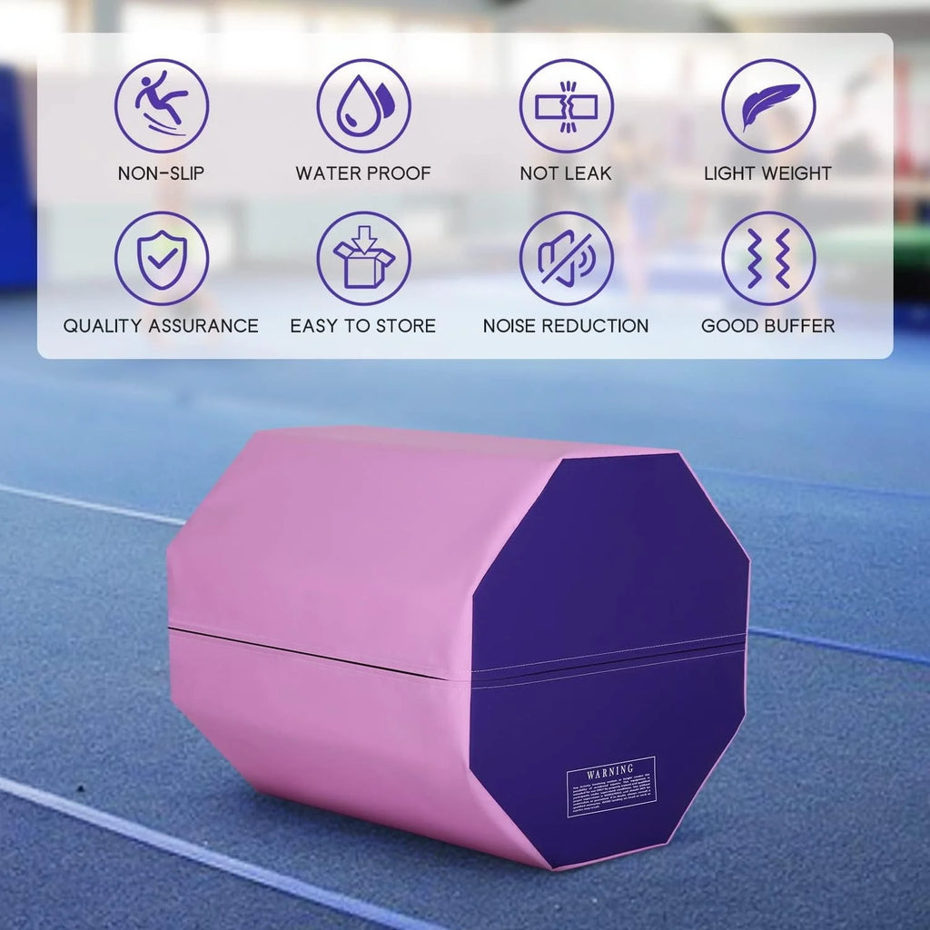 Dkelincs 24.4" x 25.6" Gymnastics Octagon Tumbler Trainer Exercise Mat Tumbling Equipment Somersault Mat, Pink