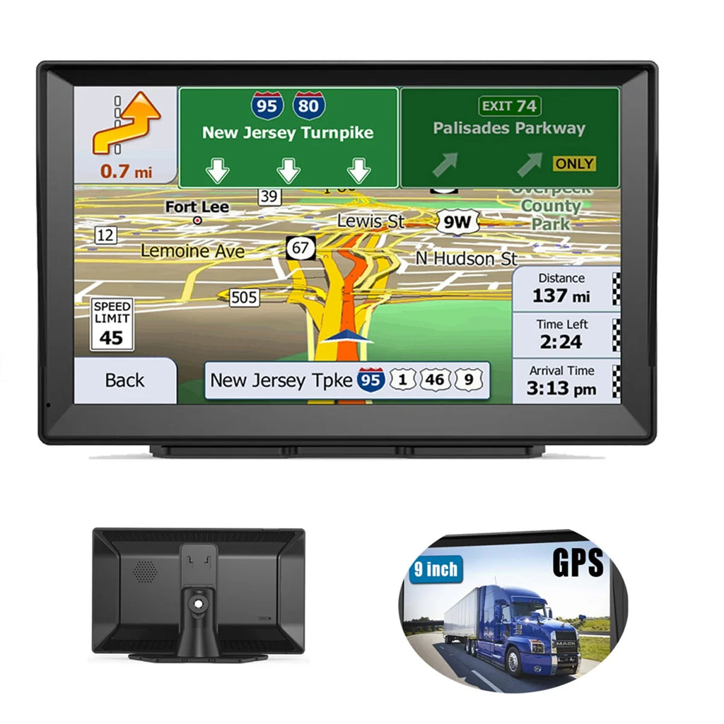 Truck Car GPS Navigation, 9 Inch Trucker GPS Semi 2024 Map, GPS Trucker Commercial, GPS Navigation System, Lifetime Free Map Updates, Spoken Driver Alerts (Upgraded + Avin + BT)