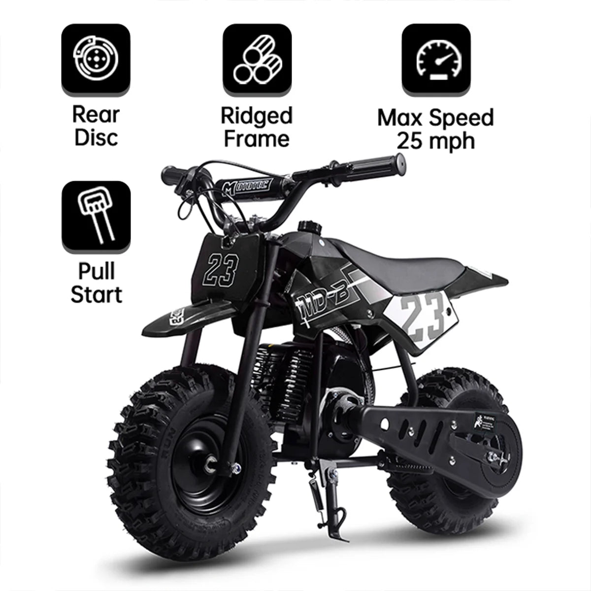 TOXOZERS Dirt Bike for Kids,Gas-Powered Mini Pit Bike with 13 Inch Knobby Tires,25 MPH,Rear Disc Brake,Supports up to 175 lbs,Begin-ner Off Road Motorcycle for Boys Girls,Blue