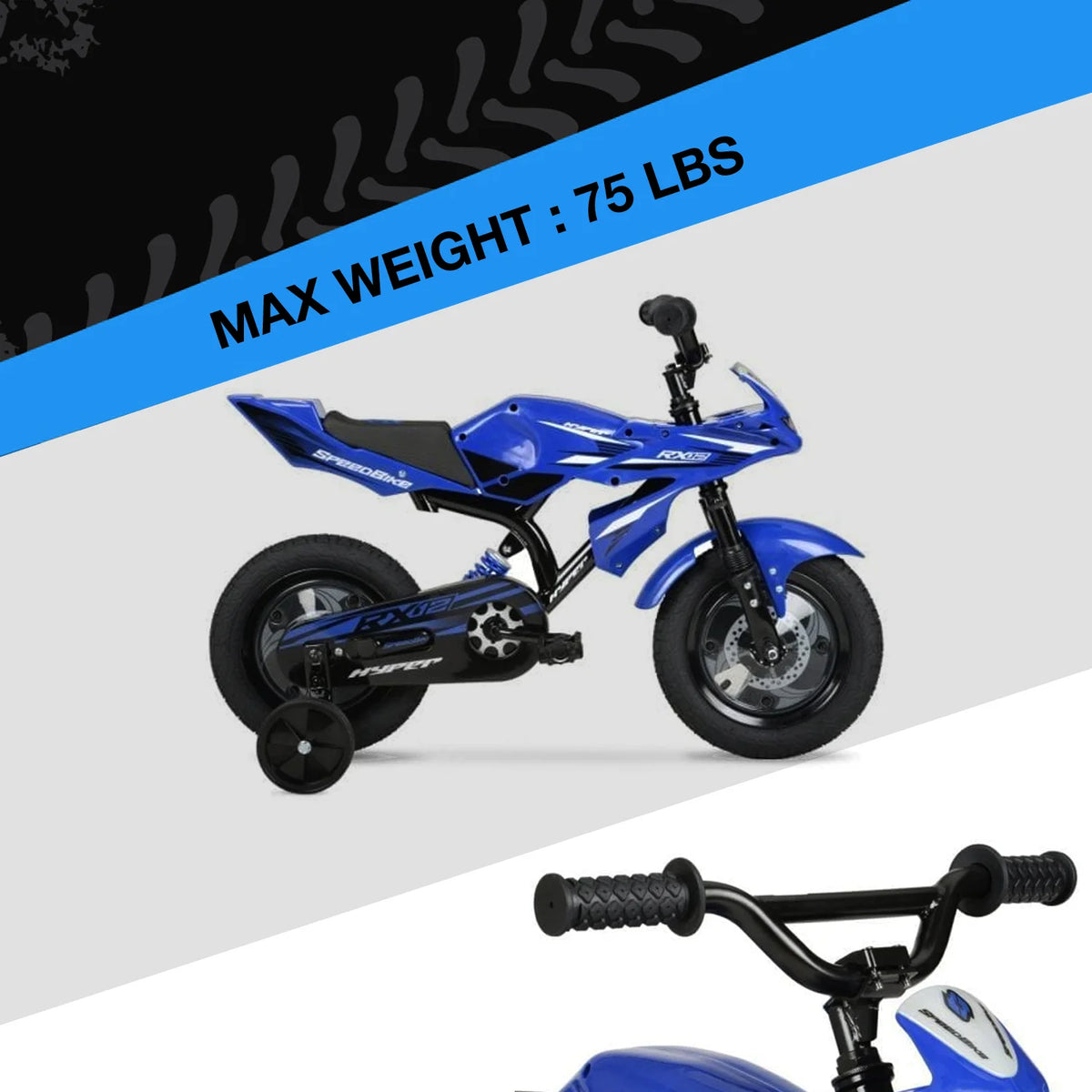 12" Hyper Speed Bike, Childs Bicycle; Kids Ages 2-4 Years Old, Blue, Character Group: Speed